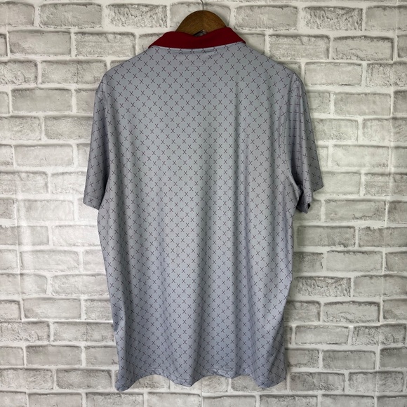Maelreg Performance Polo Primary Gray Golf Club All Over Print Men Large Stretch - Picture 4 of 7